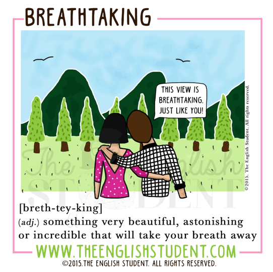 The English Student, www.theenglishstudent.com, the english students, ESl blog, best educational blog, breath vs breathe, difference between breathe and breath, ESl teaching ideas, ESl teaching resources, what does breathtaking mean, idiom take my breath away  